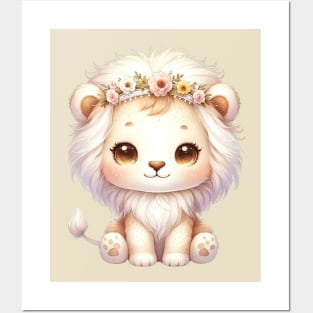 Fun Lion Cub  Boho Babies A Whimsical Watercolor Gathering Posters and Art